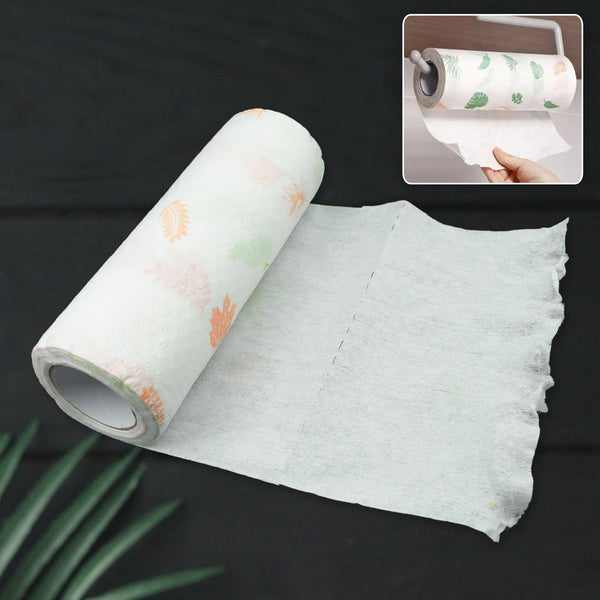 Non Woven Reusable and Washable Kitchen Printed Tissue Roll Non-stick Oil Absorbing Paper Roll Kitchen Special Paper Towel Wipe Paper Dish Cloth Cleaning Cloth 40 sheets / Pulls