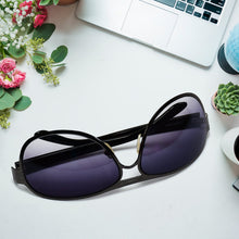 Wrap around sunglasses for bike riding, close-up