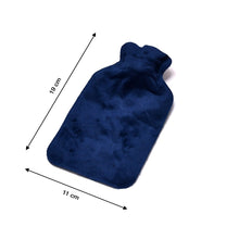 Natural rubber hot water bag, covered in soft velvet fur