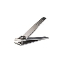 Curved nail cutter, stainless steel, close-up view