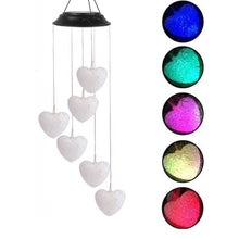 Solar-powered garden wind chimes with six LED lights for a stunning evening glow.