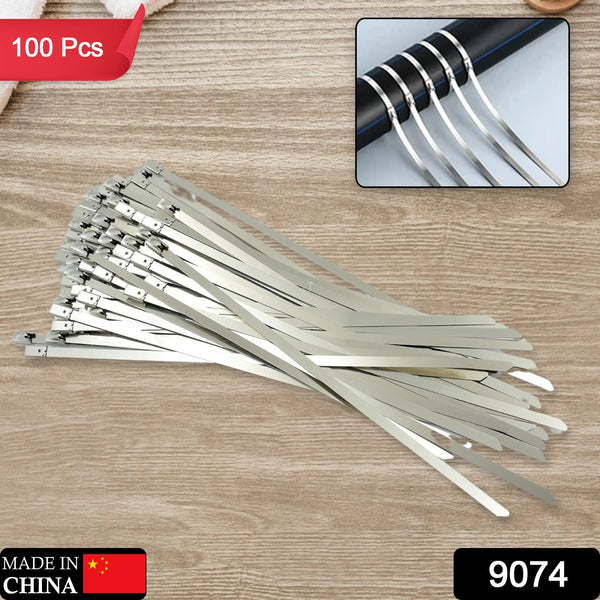 Stainless Steel Cable TIE Used for Solar, Industrial and Home Improvement Multipurpose HIGH Strength, Self-Locking Zip Ties, Multi-purpose Tie, Portable Rustproof 100Pcs Wide Application Zip Tie Set for Building (100 pcs Set / 4.6x200MM)