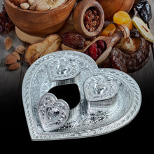 3-compartment heart tray dry fruits sweets.