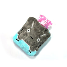 Grey Cat Print Small Hot Water Bag with Cover for Pain Relief