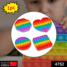 of the random shape rainbow fidget, highlighting its texture and colorful pattern