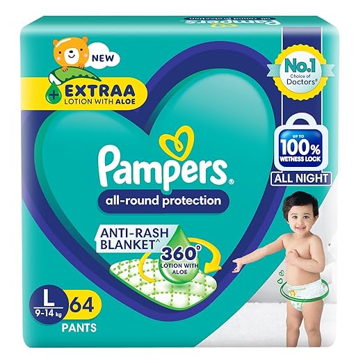 Pampers All Round Protection Pant Style Baby Diapers, Large, 64 Pants