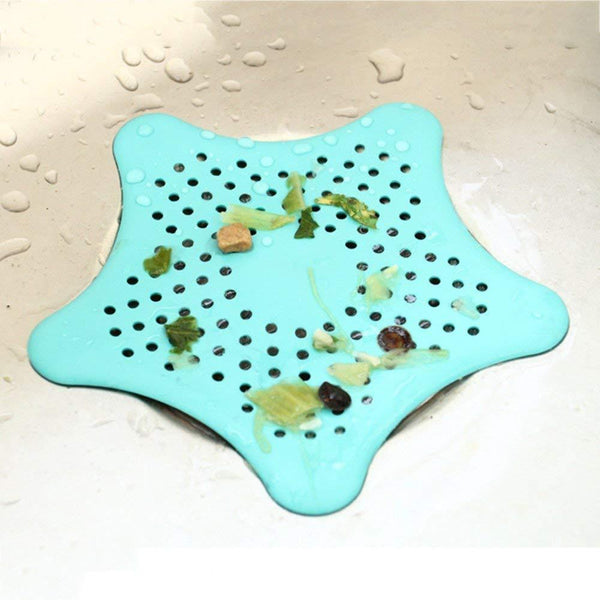 Star-shaped silicone sink filter for catching hair and debris