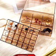 2 layer Acrylic Jewelry Storage Box Dustproof Earring Box, Storage Box Portable Nail Art Storage Case, 24-Grid Small and 6-Grid Big case Makeup Vanity Box (1 Pc / 30 Compartment)