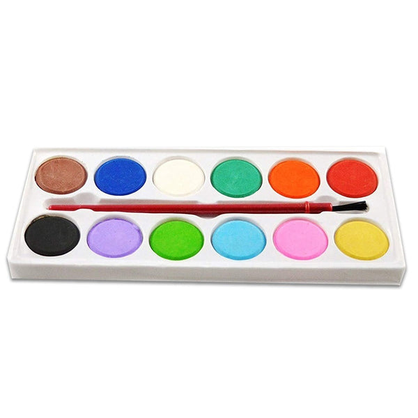 Watercolor kit with 12 shades and brush.