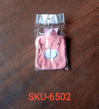 Hot water bag with pink cover for menstrual cramps and warmth