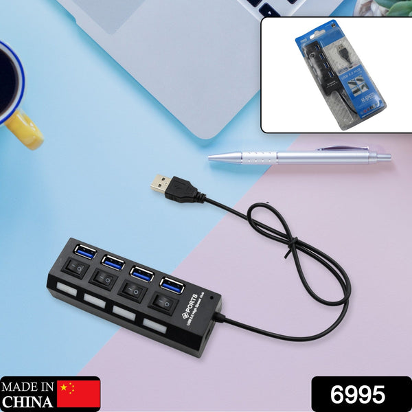 High-speed USB 2.0 hub with 4 ports and LED lights