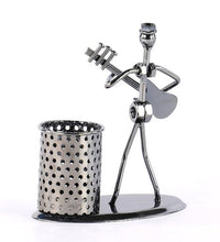 Iron bass guitar musician pen stand showpiece.